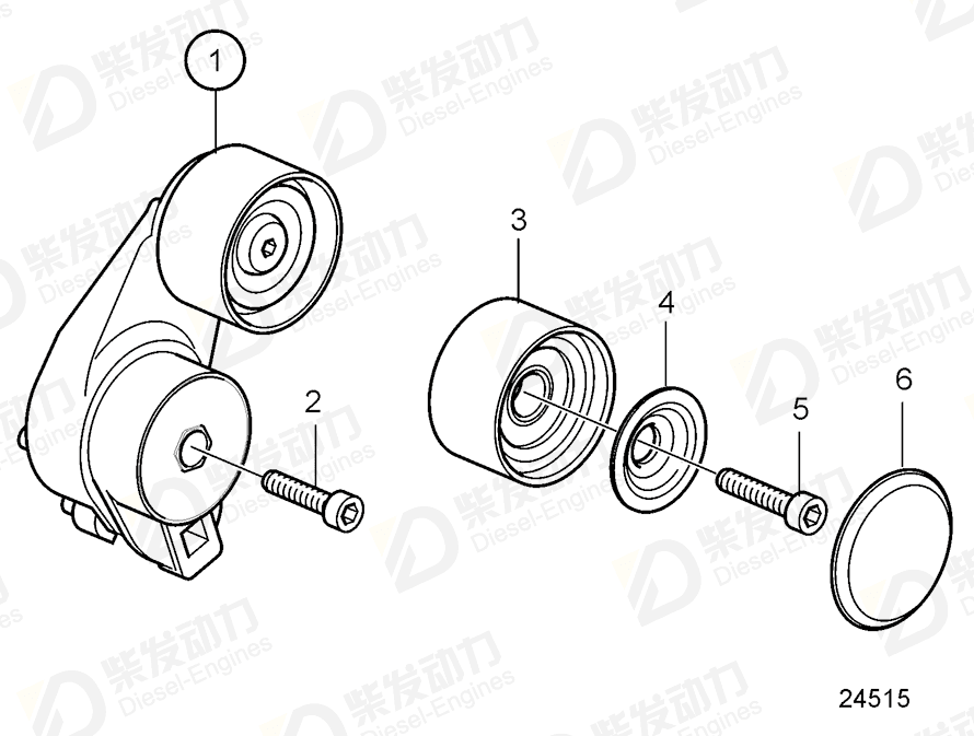 volvo penta Belt tensioner 21145261 Drawing volvo penta Belt tensioner 21145261 Drawing
